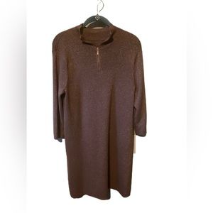 Chico’s Travelers Size 1 Back Zip Dress Brown Sparkle